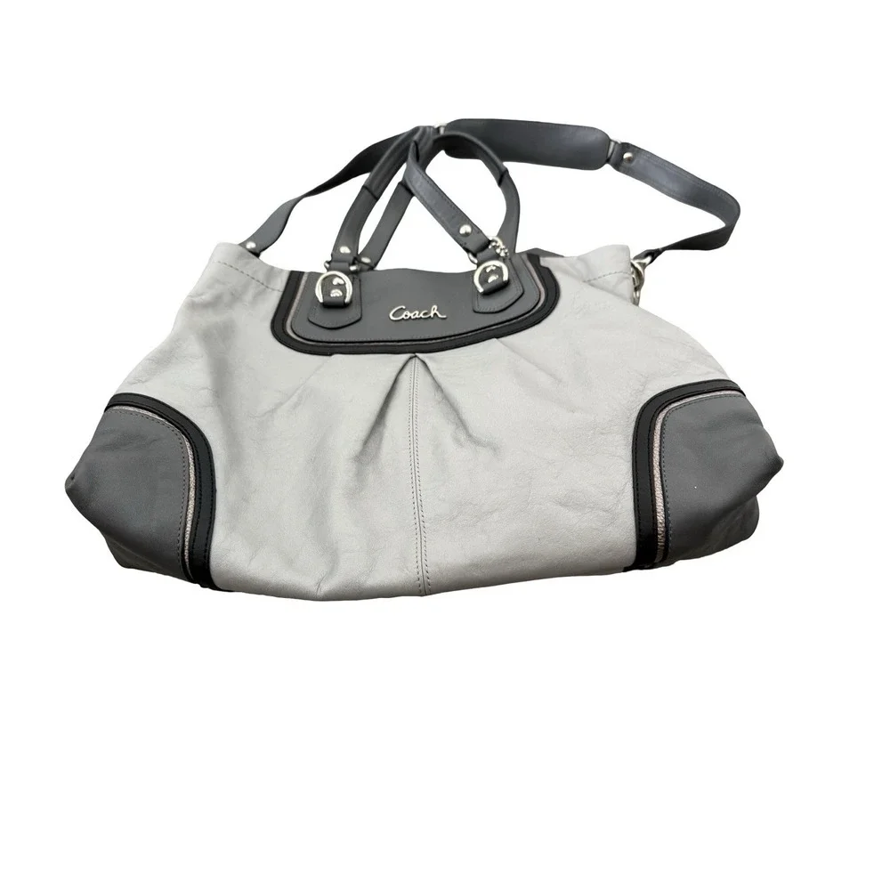 Coach F17096 Gray Leather Ashley Spectator Shoulder 2-Way Satchel/ Handbag